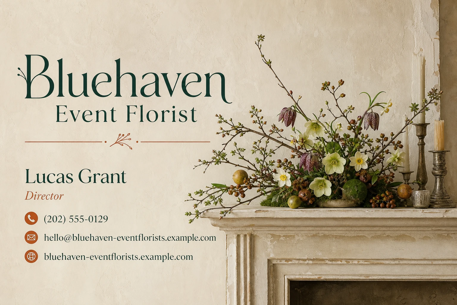 event florist business card template: promote floral consultation