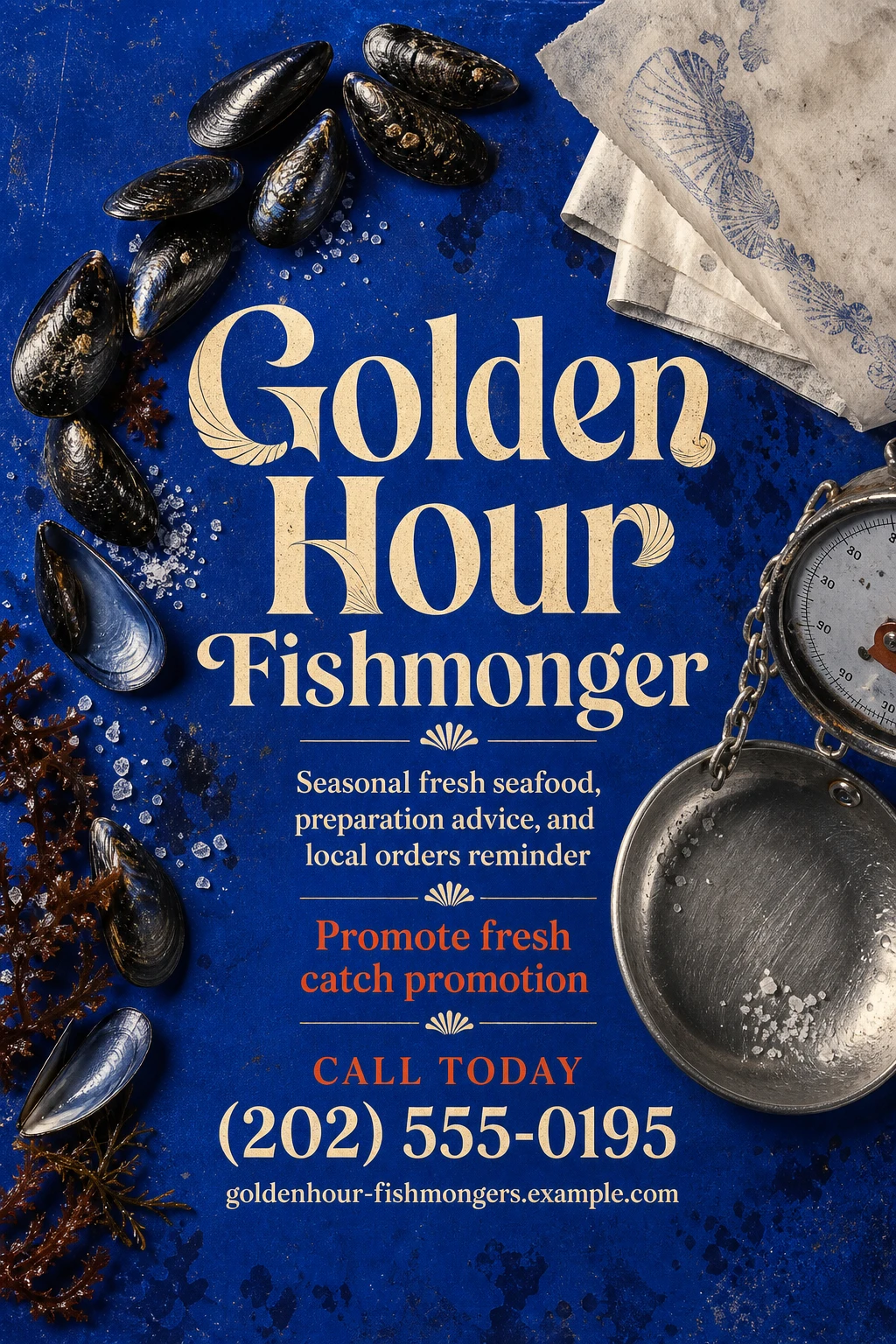 fishmonger poster template: promote fresh catch promotion