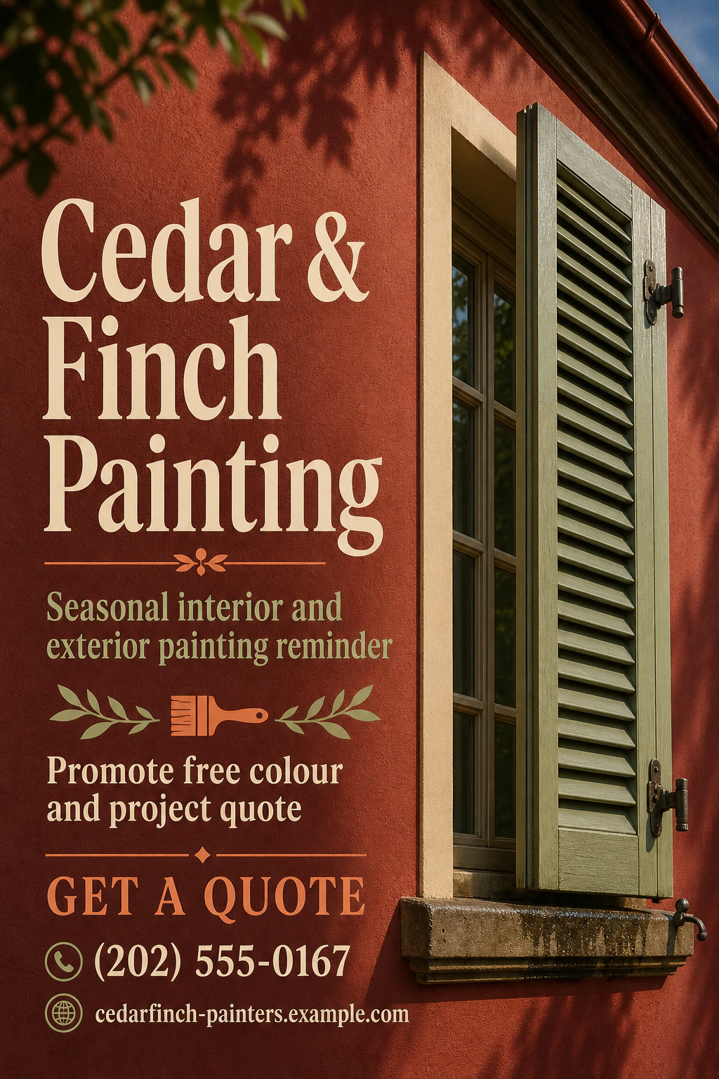 painting service flyer template: promote free colour and project quote