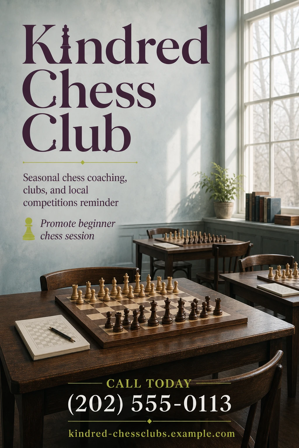 chess club flyer template: promote beginner chess session