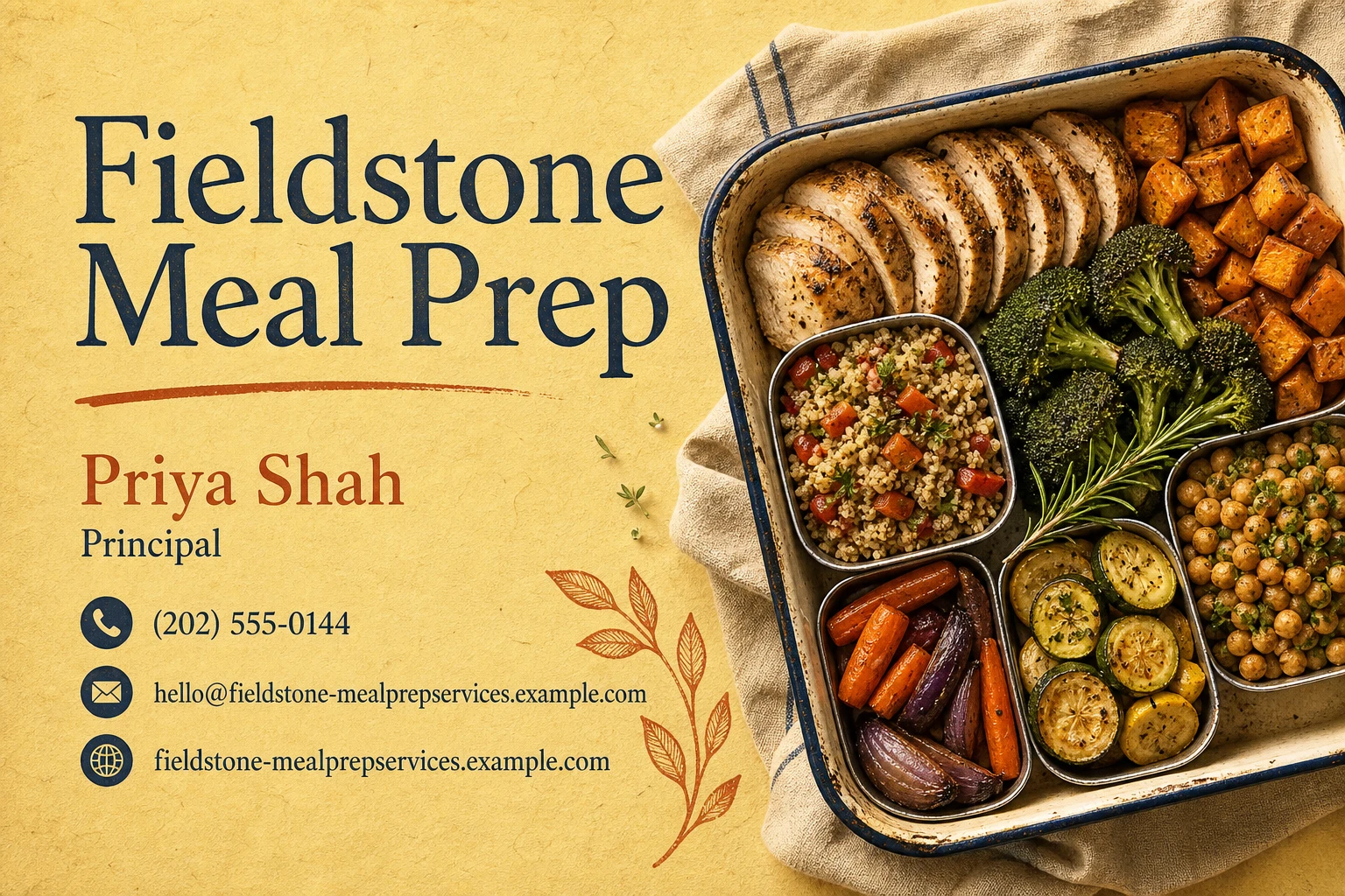 meal prep service business card template: promote weekly meal package
