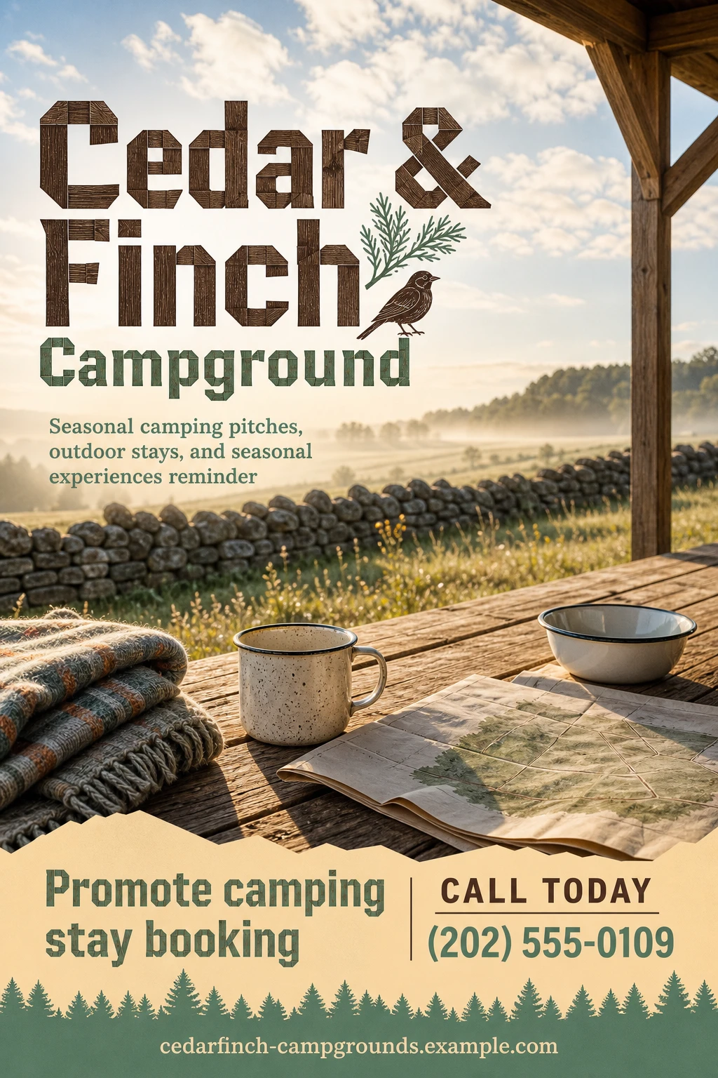 campground flyer template: promote camping stay booking