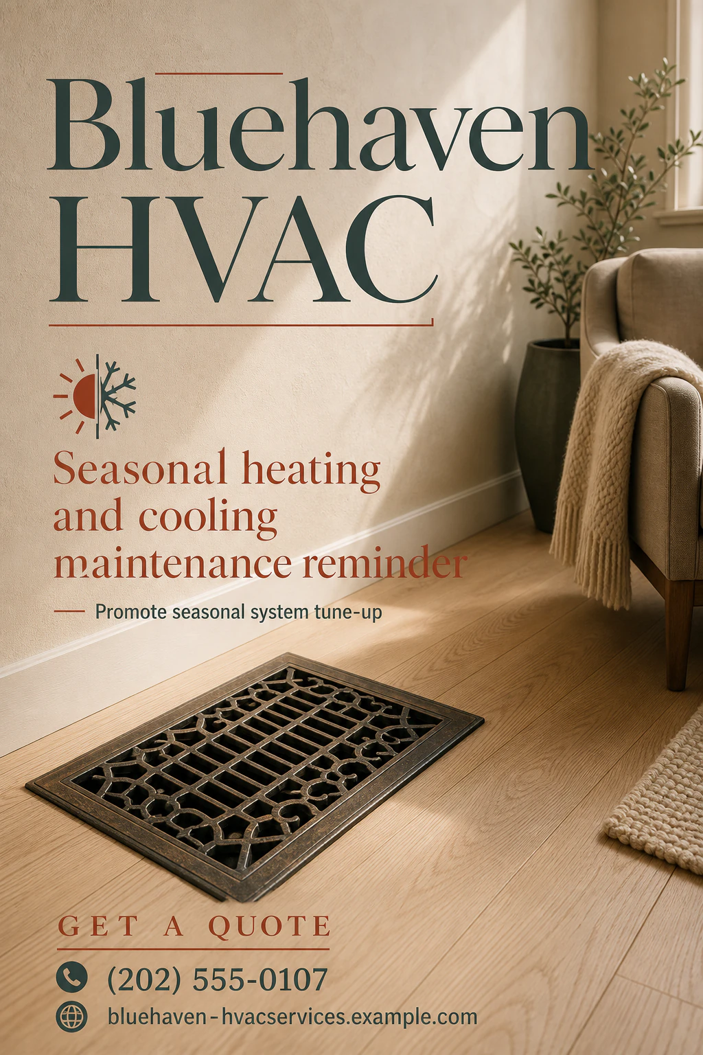 HVAC service flyer template: promote seasonal system tune-up