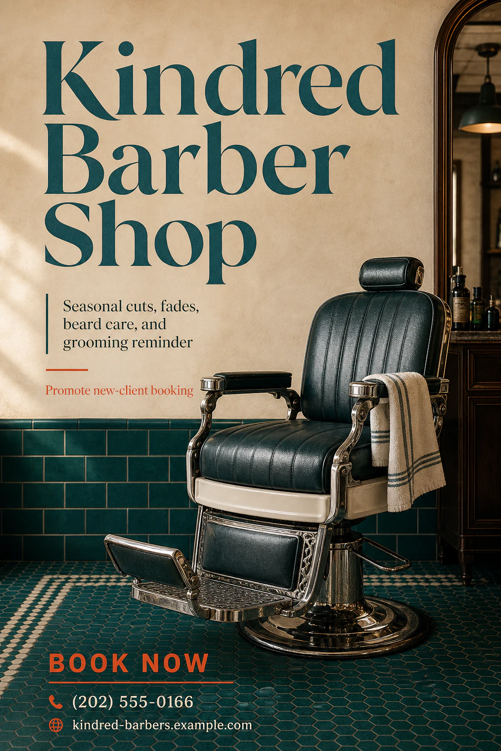 barber shop flyer template: promote new-client booking