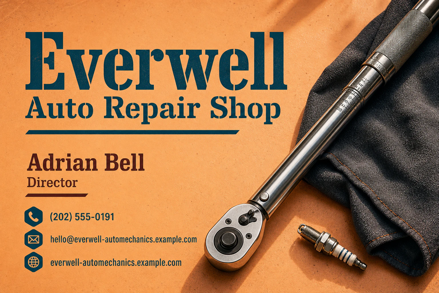 auto repair shop business card template: promote seasonal vehicle health check