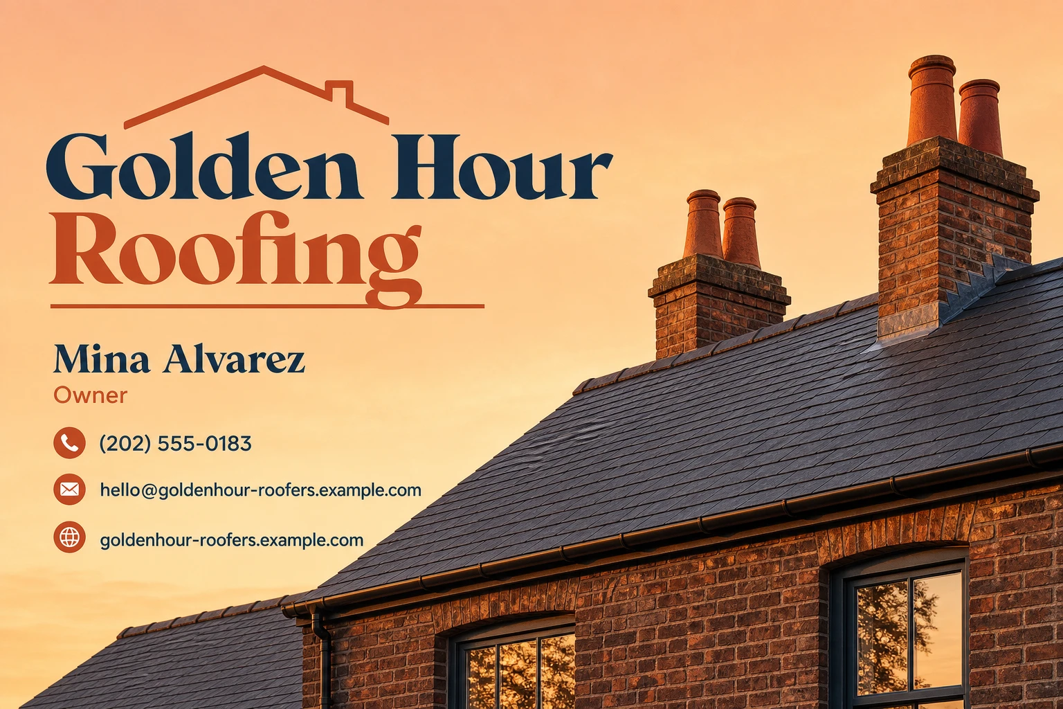 roofing company business card template: promote no-obligation roof inspection