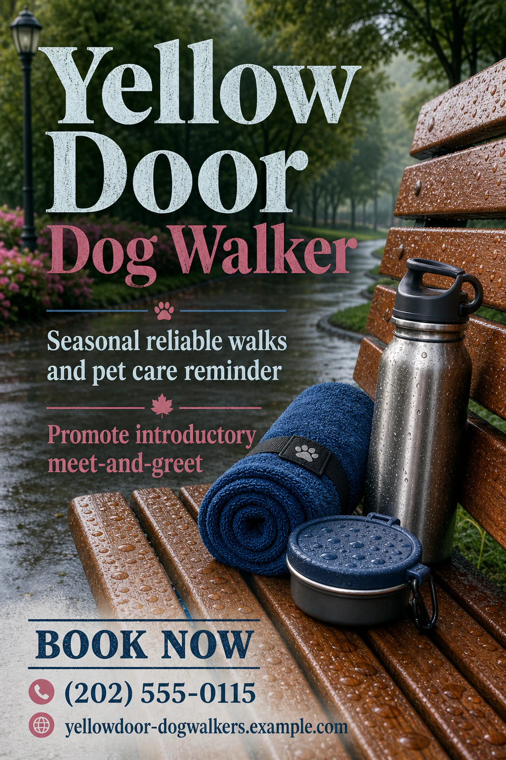 dog walker flyer template: promote introductory meet-and-greet