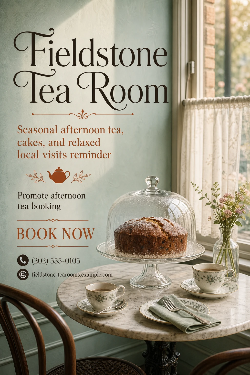 tea room poster template: promote afternoon tea booking