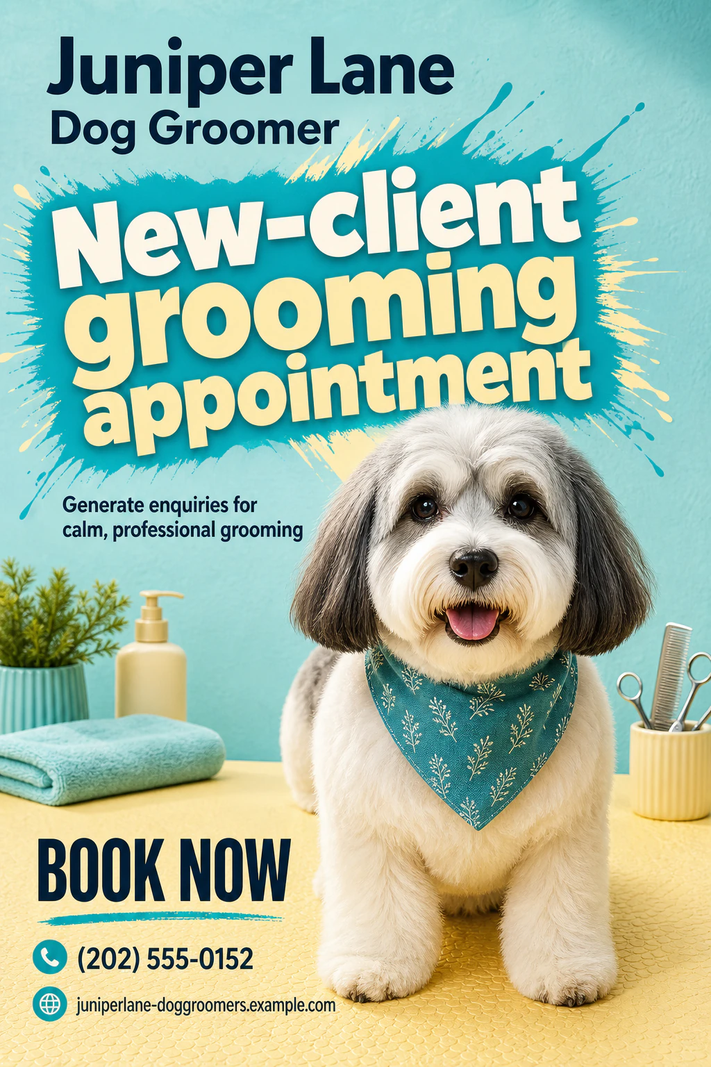 dog groomer poster template