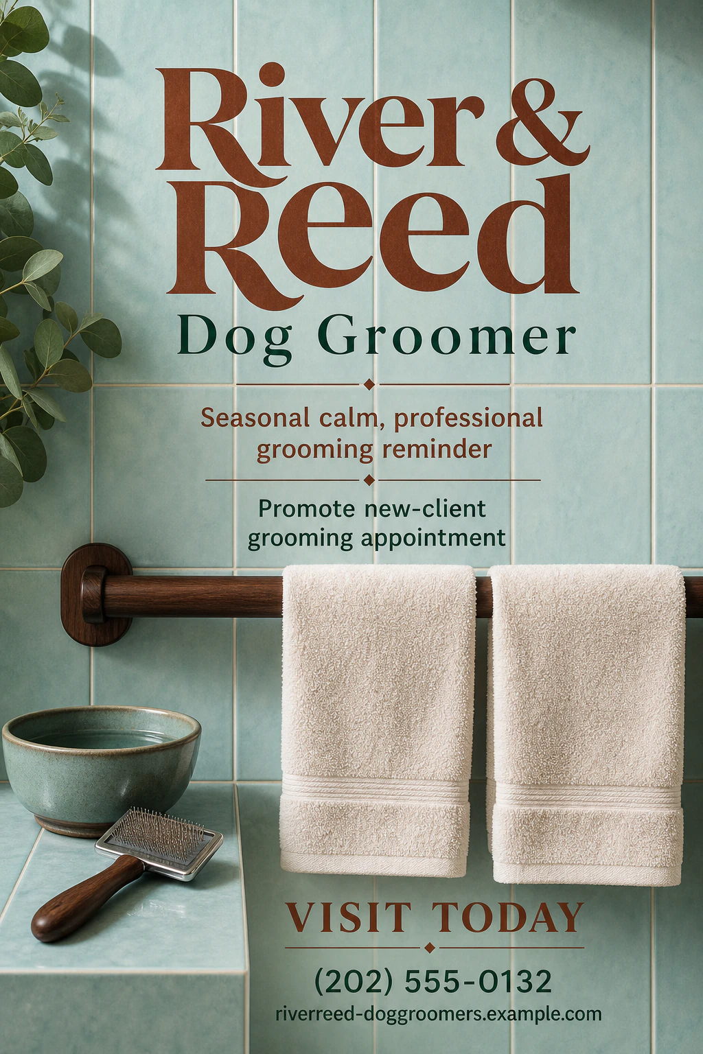 dog groomer poster template: promote new-client grooming appointment