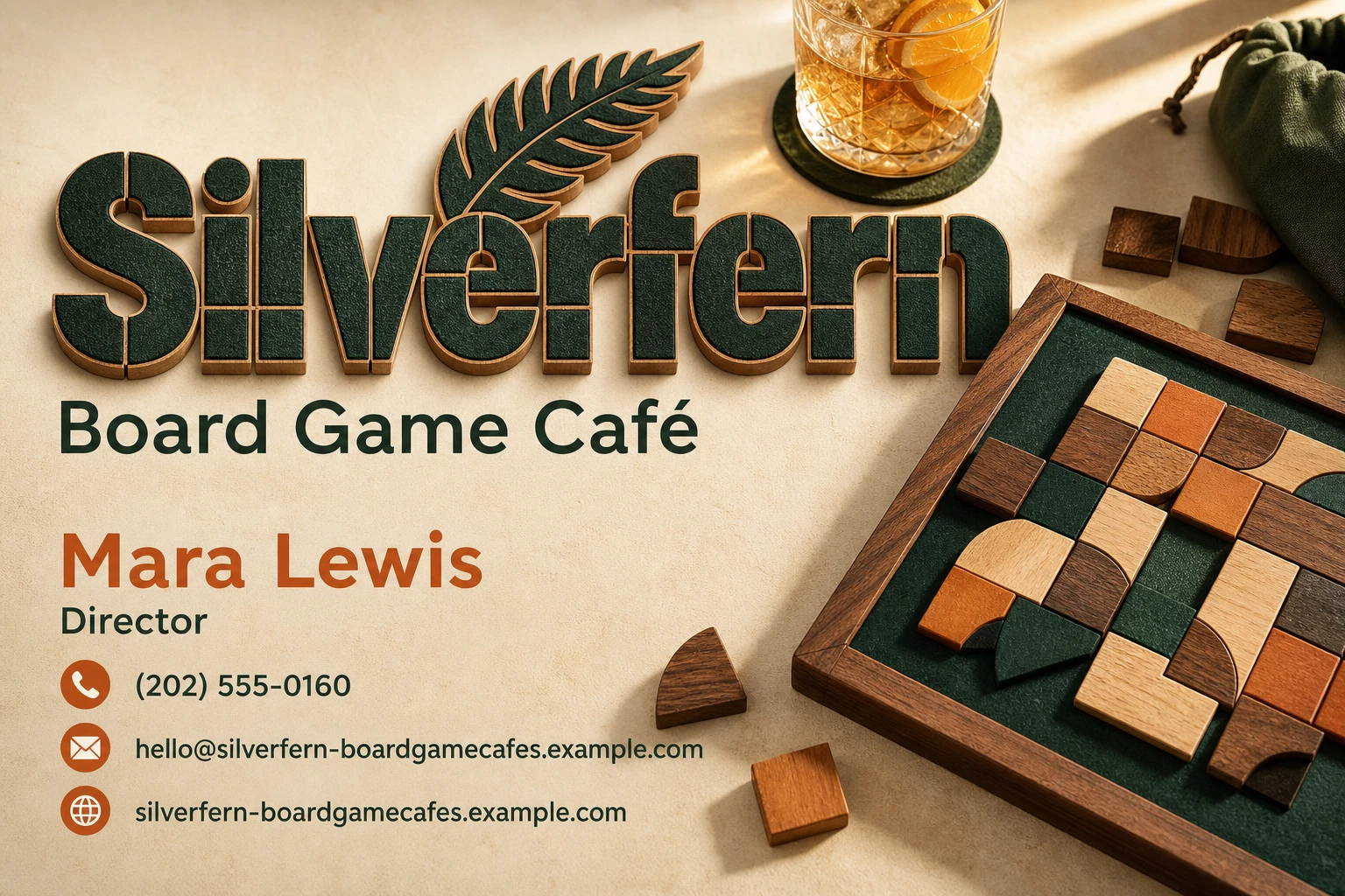 board game café business card template