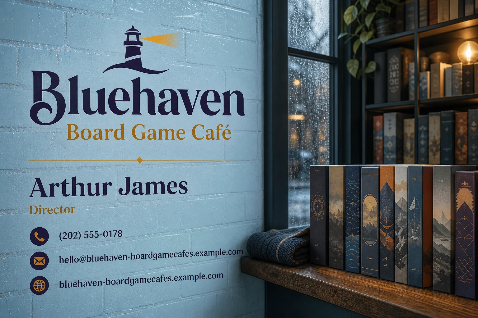board game café business card template: promote game table booking