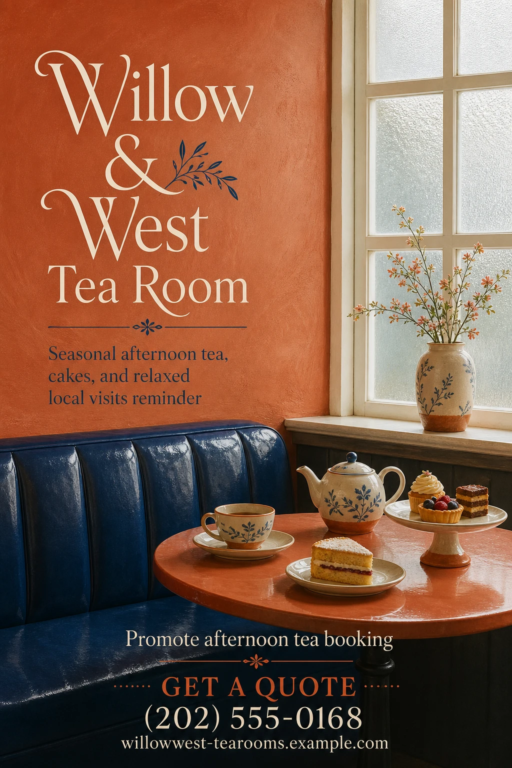 tea room flyer template: promote afternoon tea booking