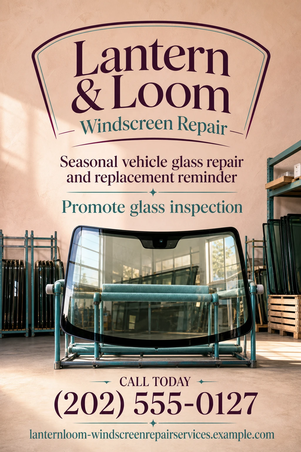 windscreen repair service flyer template: promote glass inspection