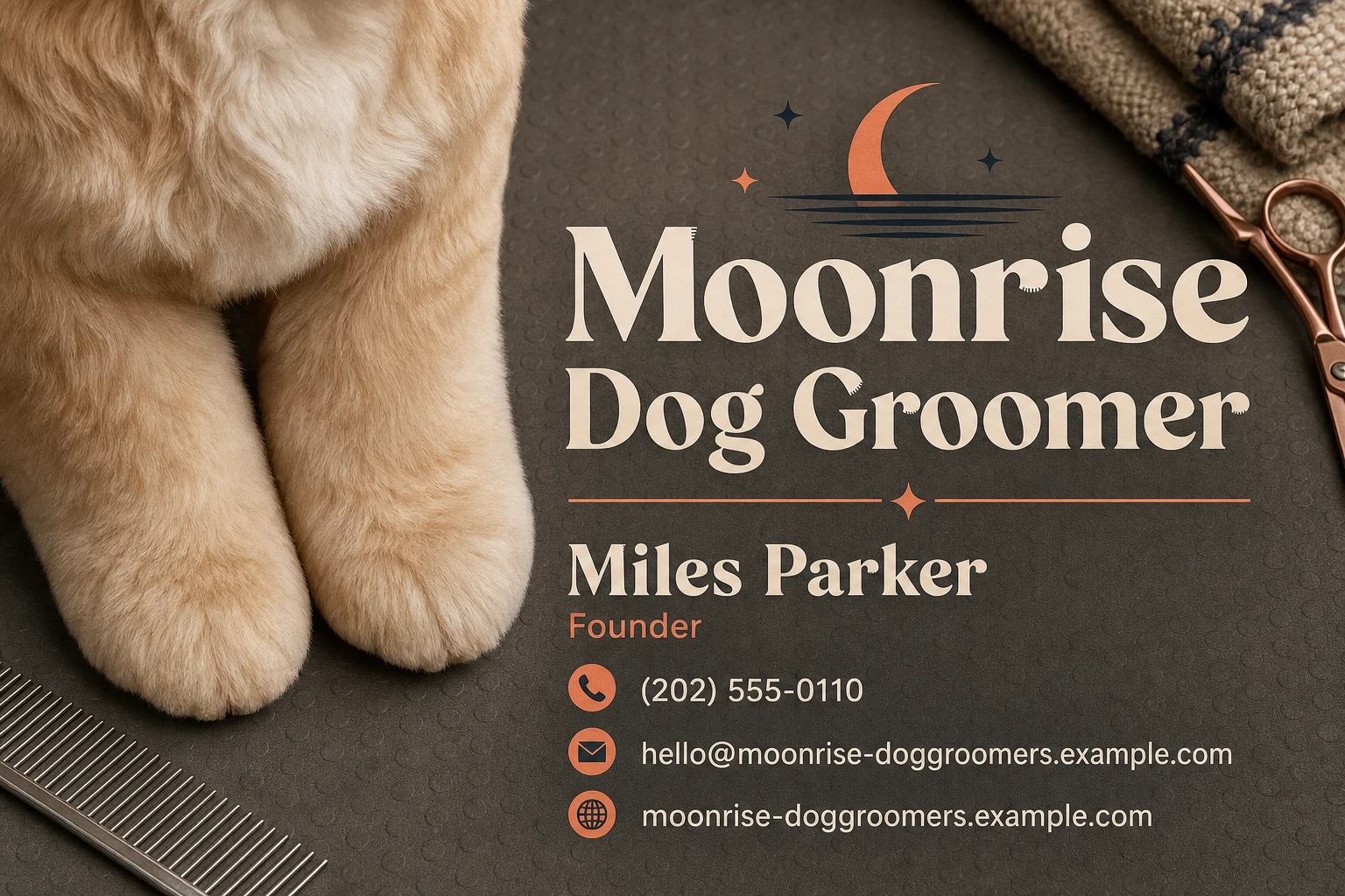 dog groomer business card template: promote new-client grooming appointment