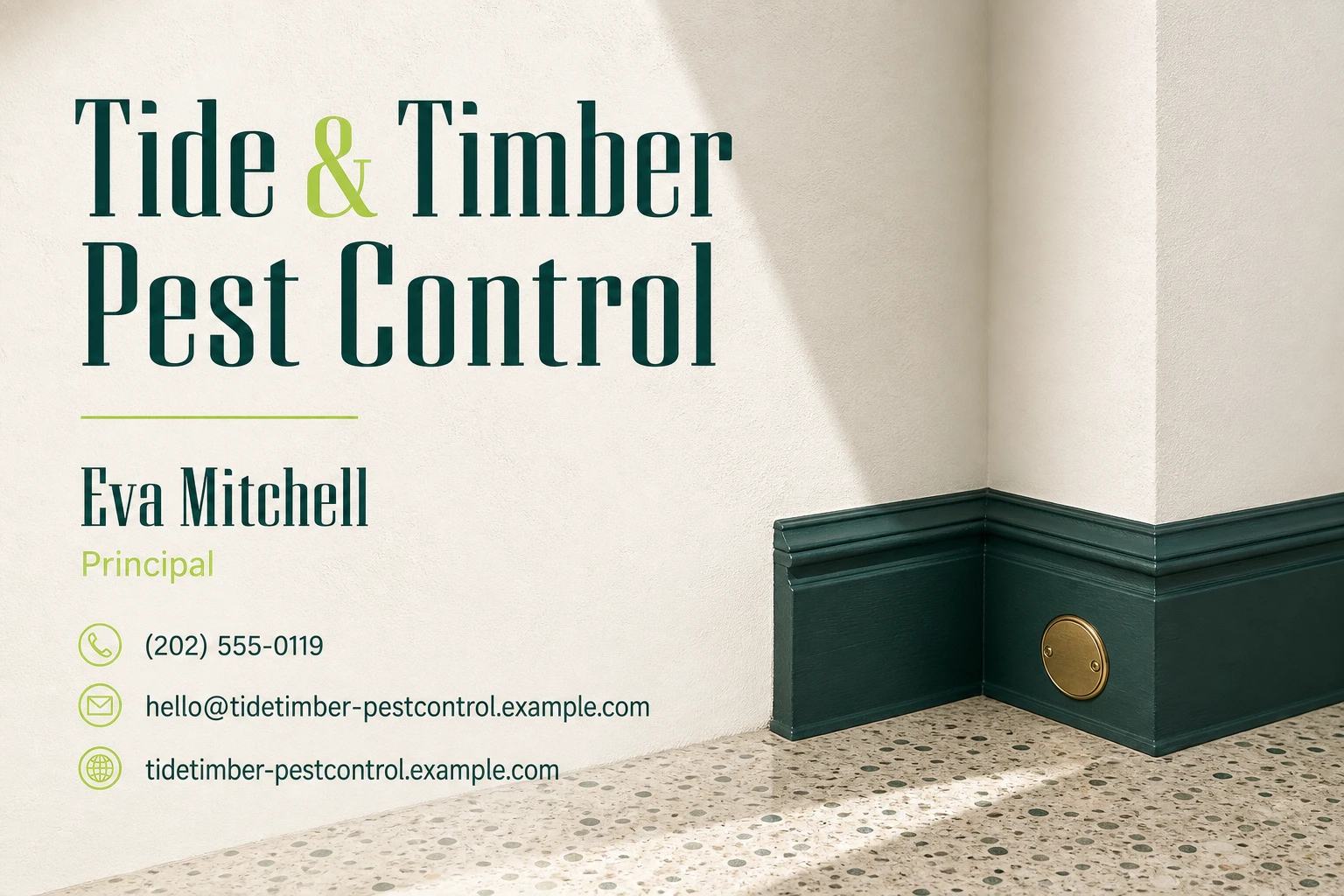 pest control service business card template: promote property pest inspection