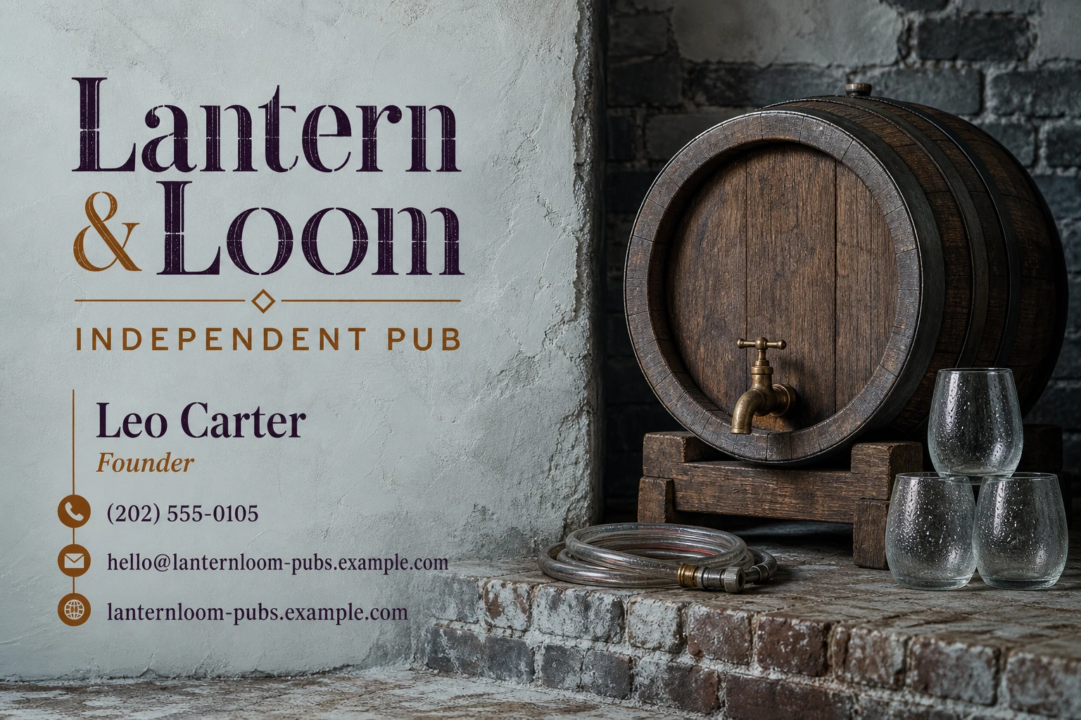 independent pub business card template: promote event night promotion