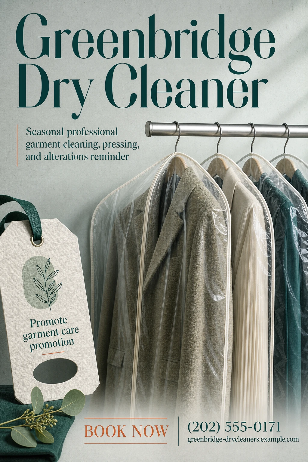dry cleaner flyer template: promote garment care promotion