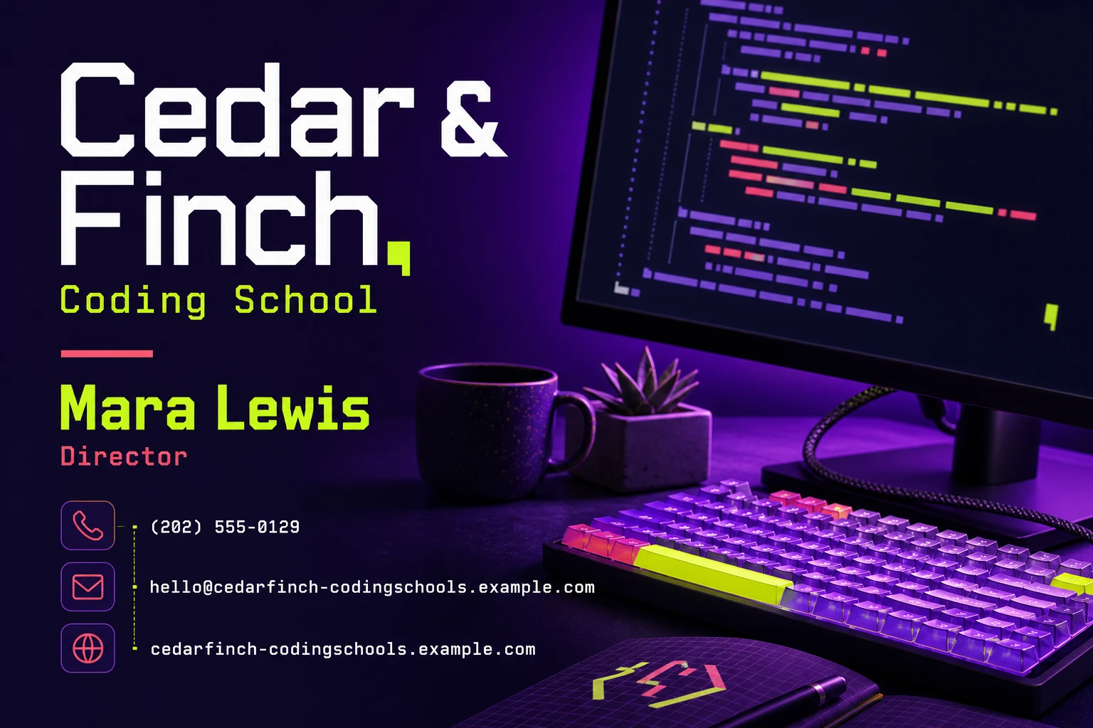 coding school business card template