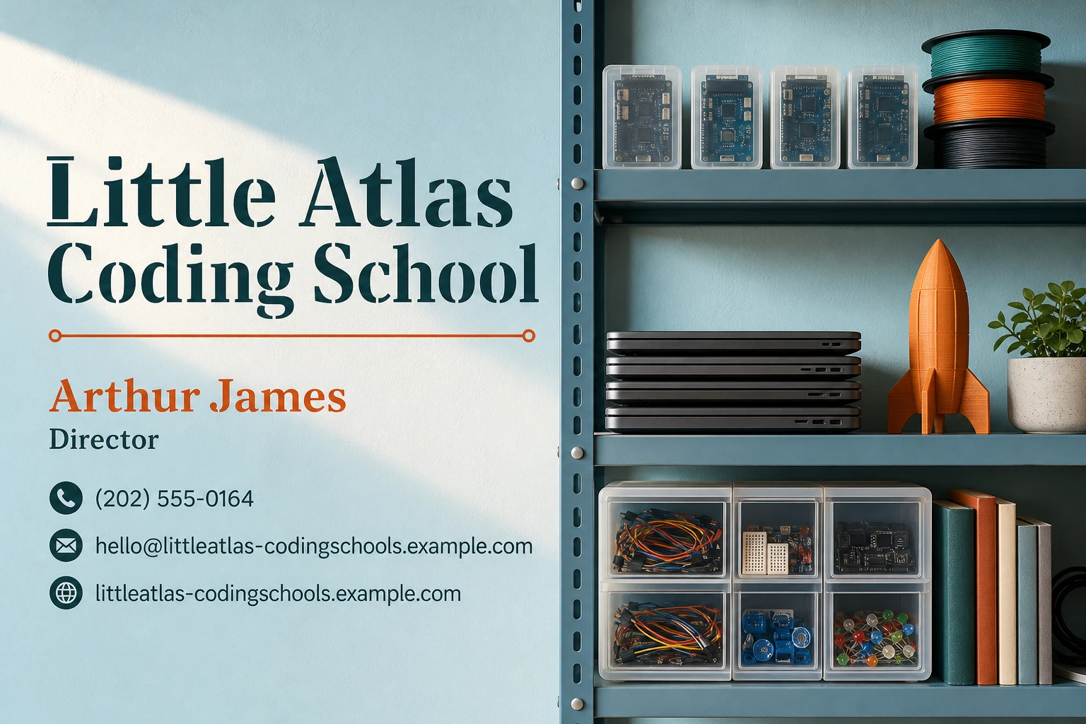 coding school business card template: promote trial coding class
