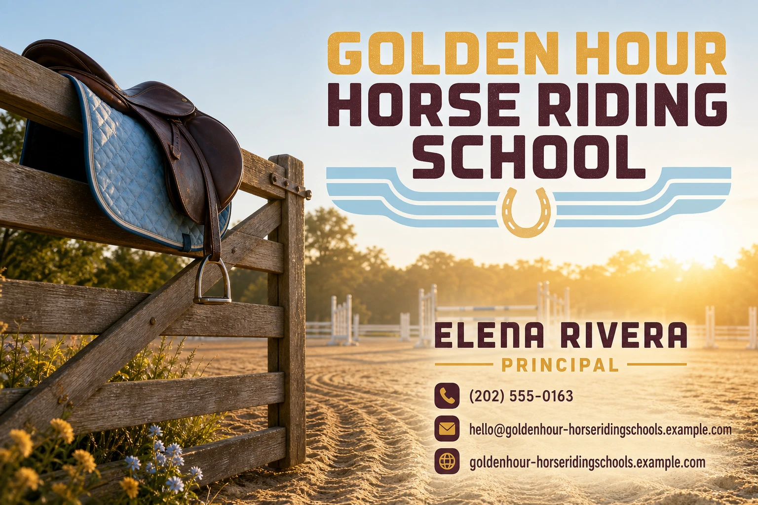 horse riding school business card template