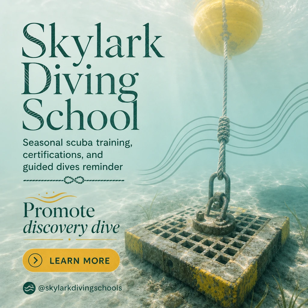 diving school social post template: promote discovery dive