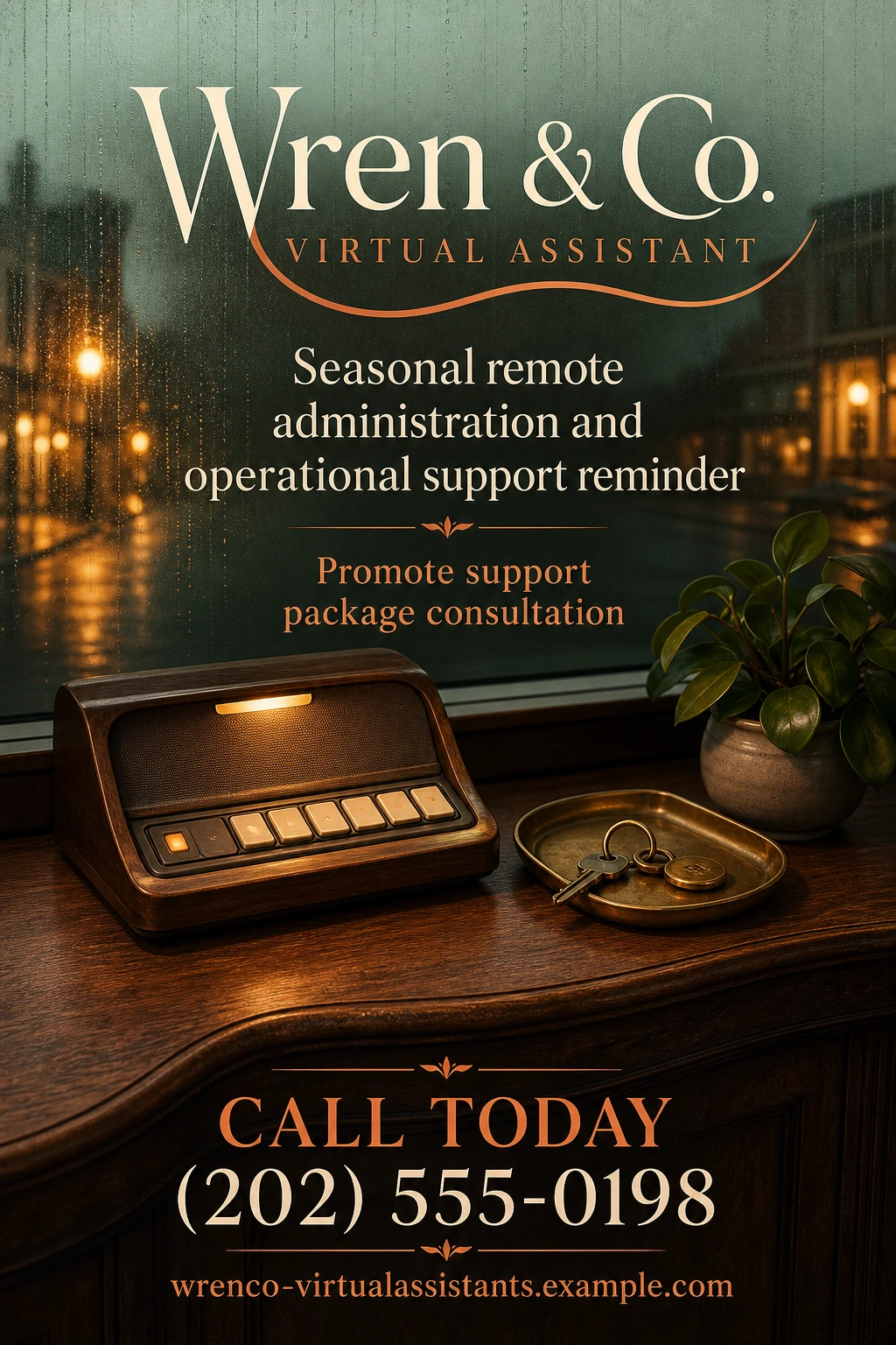 virtual assistant flyer template: promote support package consultation
