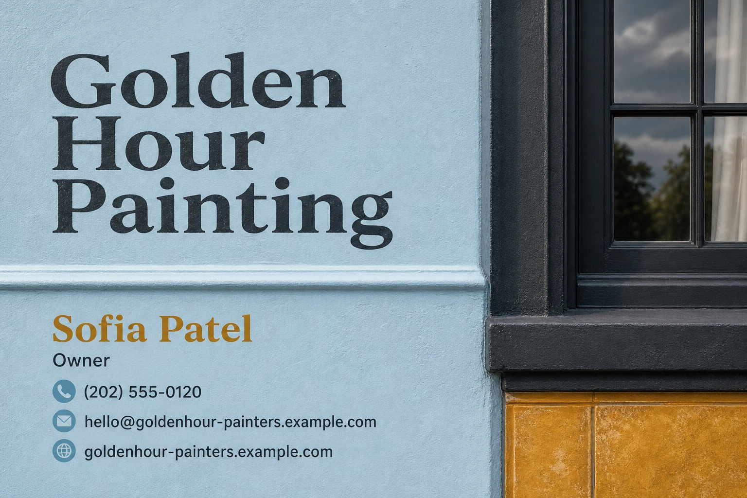 painting service business card template: promote free colour and project quote