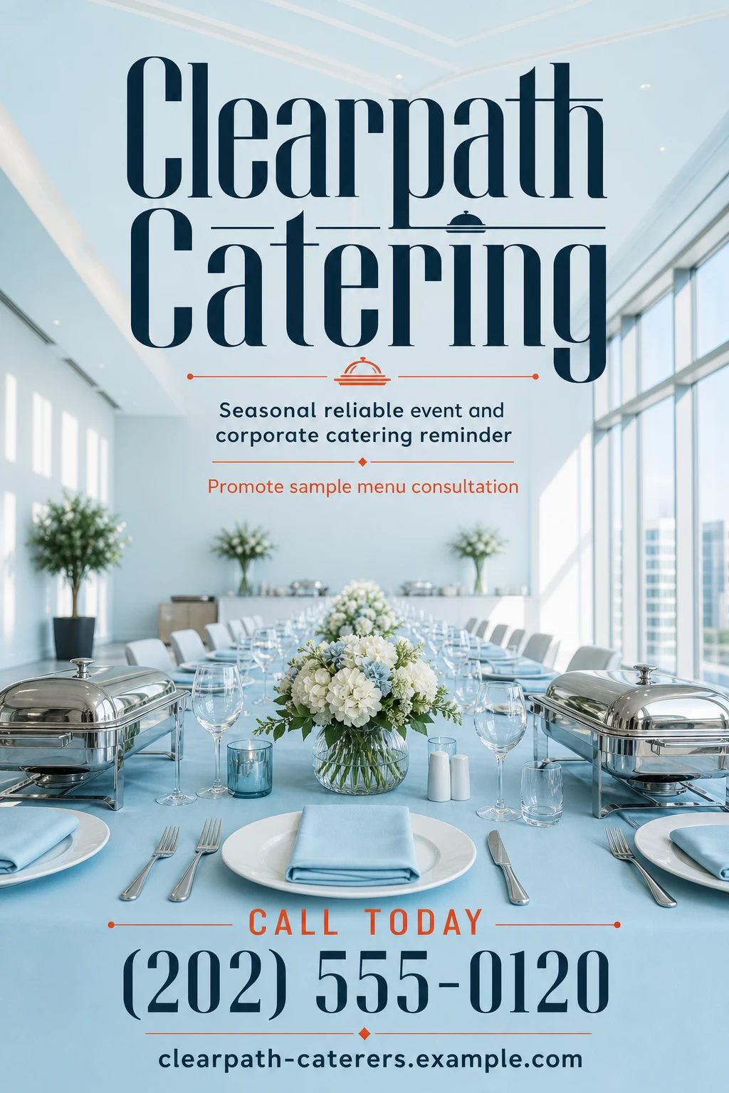 catering company poster template: promote sample menu consultation
