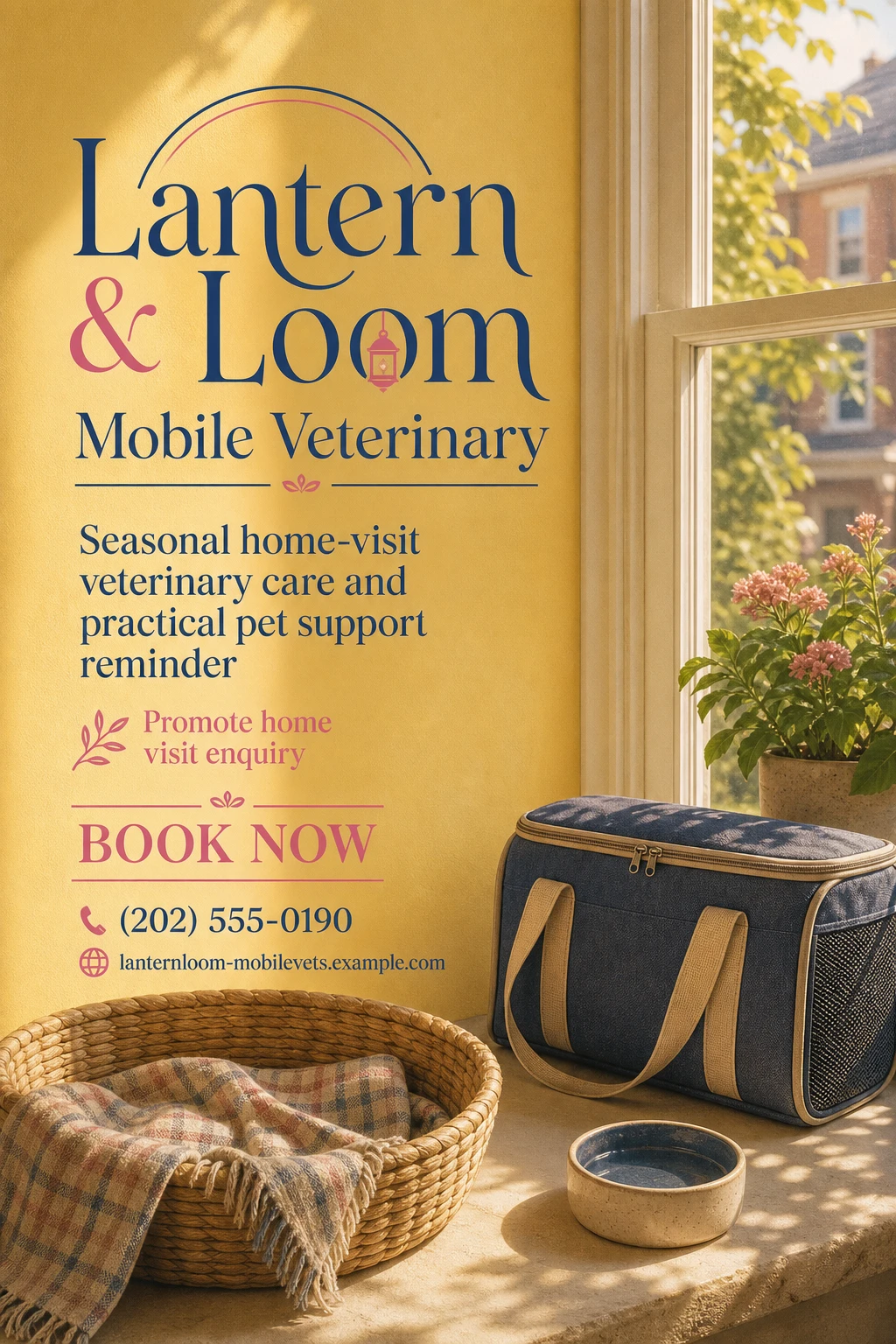 mobile veterinary service poster template: promote home visit enquiry