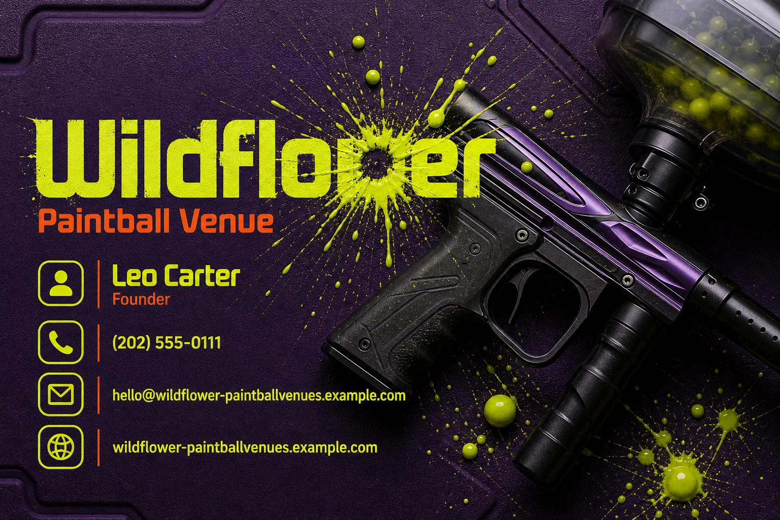 paintball venue business card template