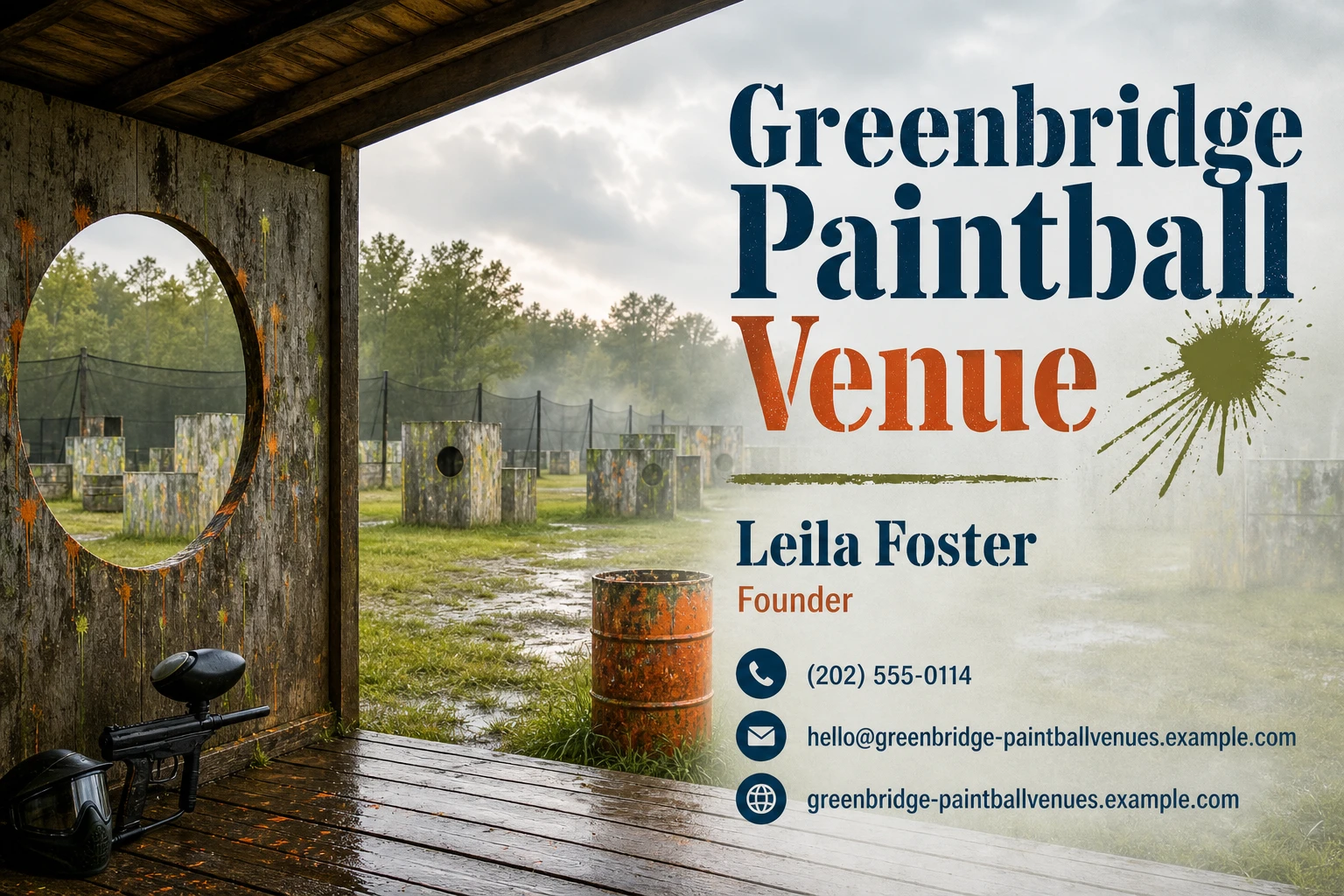paintball venue business card template: promote team game package