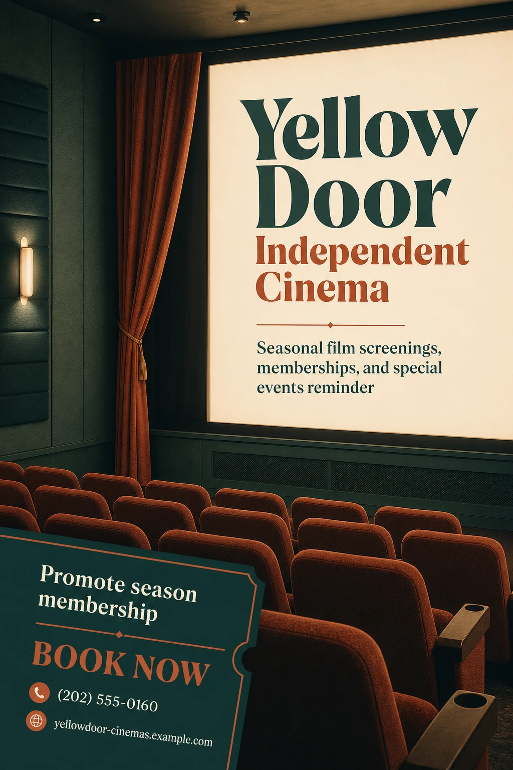 independent cinema flyer template: promote season membership