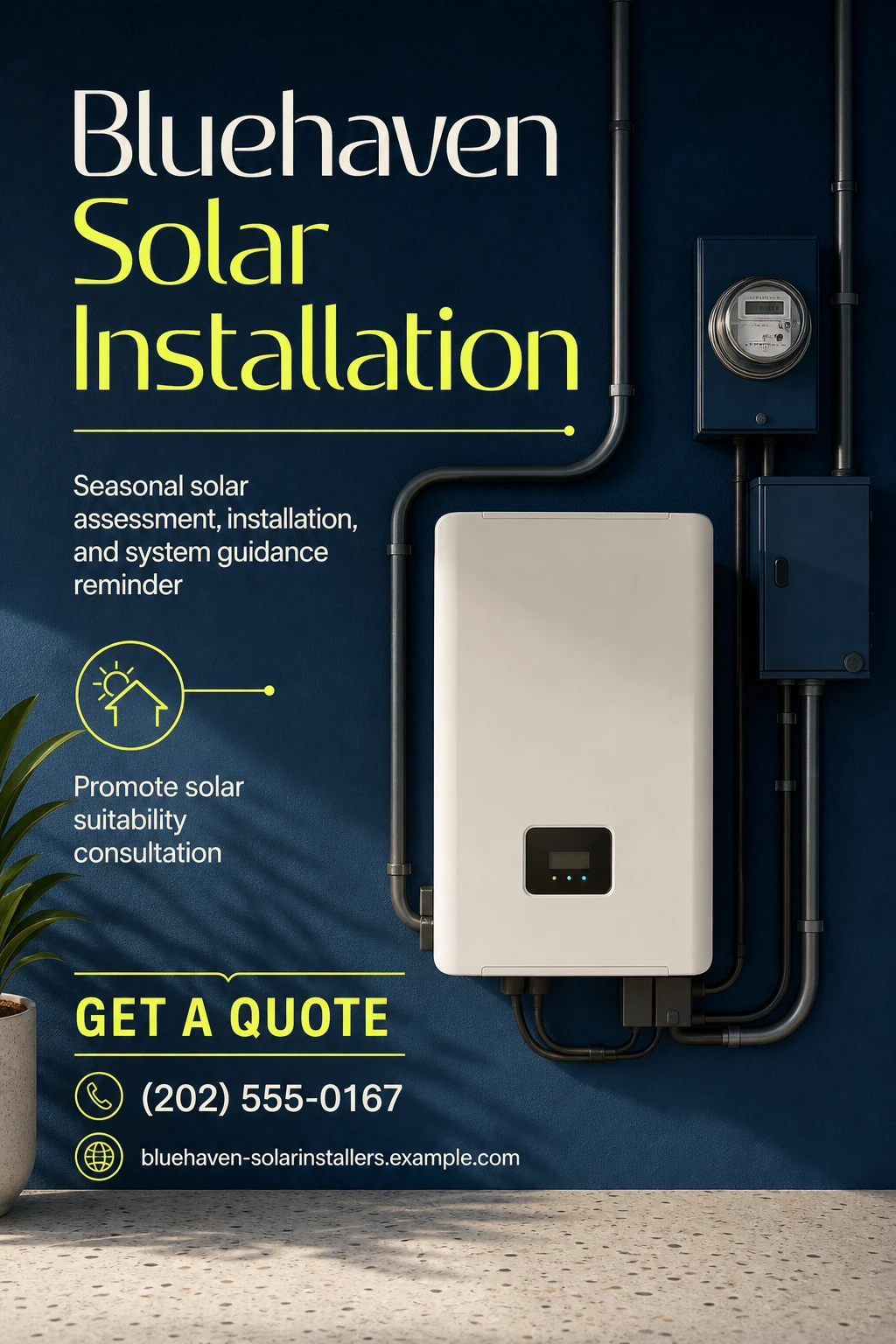 solar installation service flyer template: promote solar suitability consultation