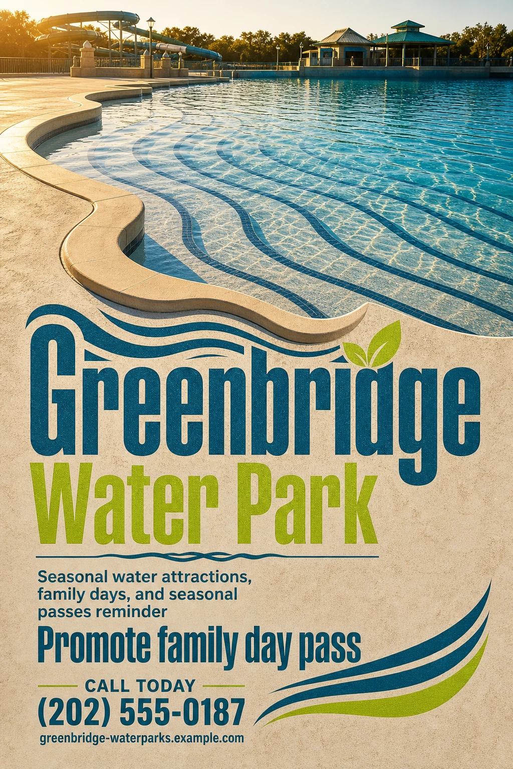 water park flyer template: promote family day pass