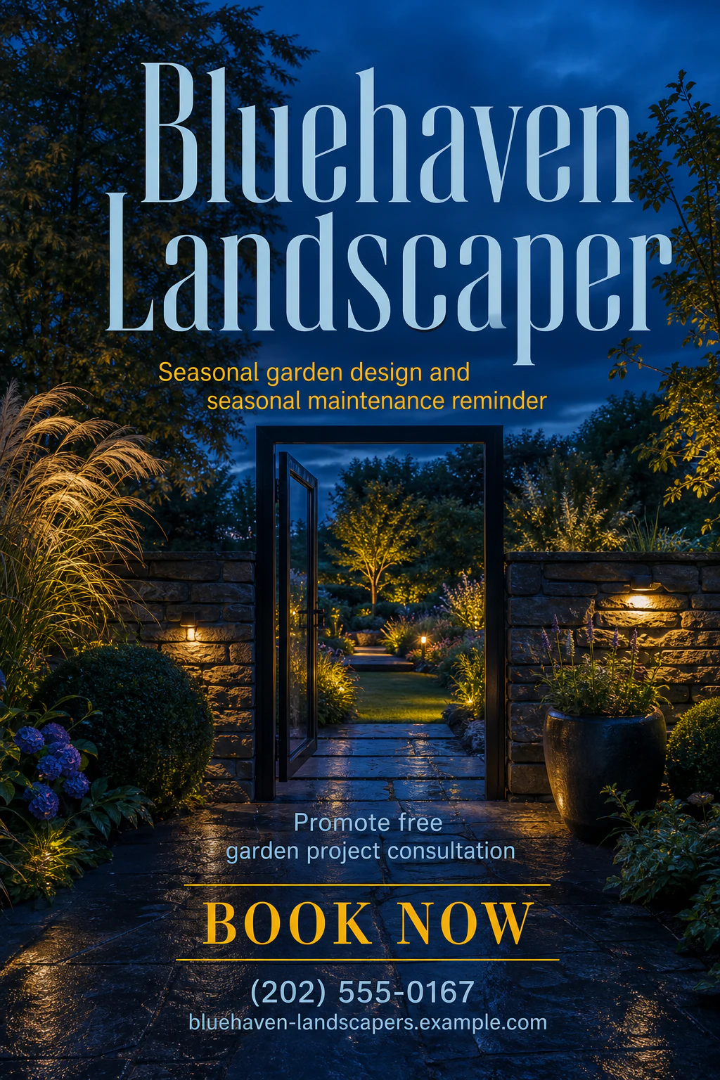 landscaper flyer template: promote free garden project consultation